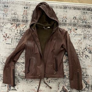 DOMA Leather Hooded Jacket sz S